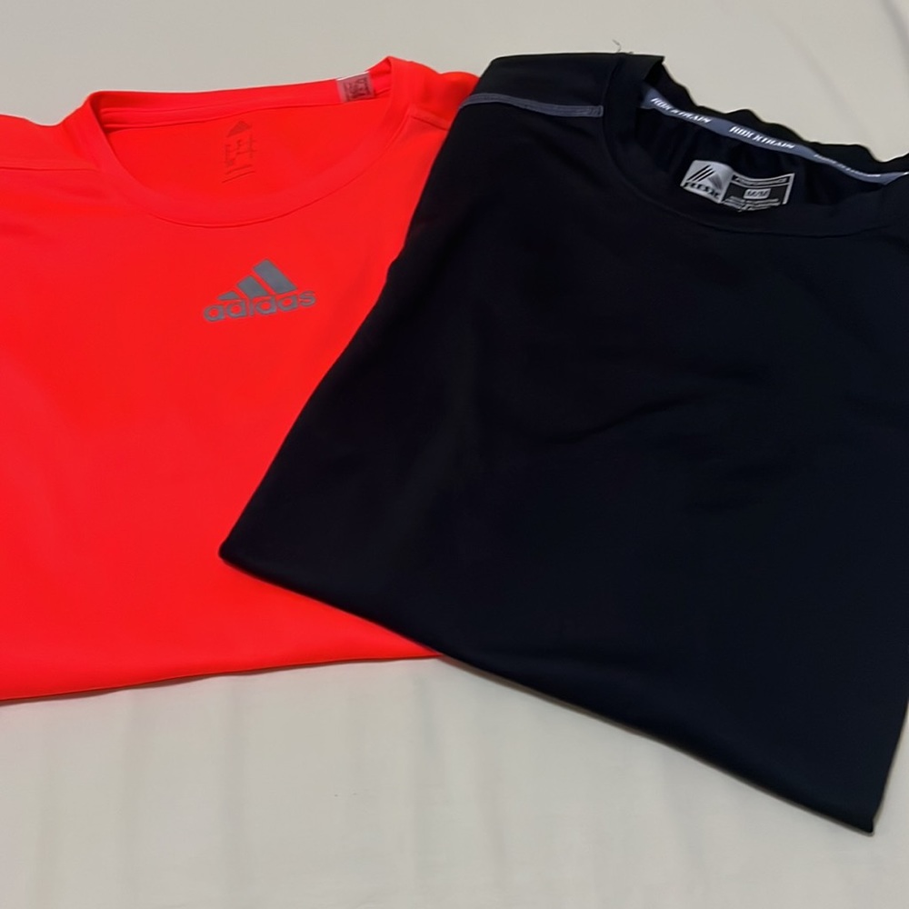 2 Medium shirts Adidas running Neon orange and RBX Black